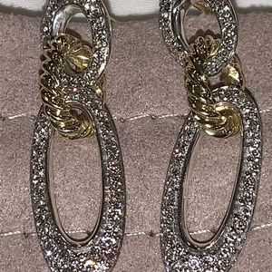 Authentic David Yurman Earrings Diamond, 18kt YG & SS $2995.